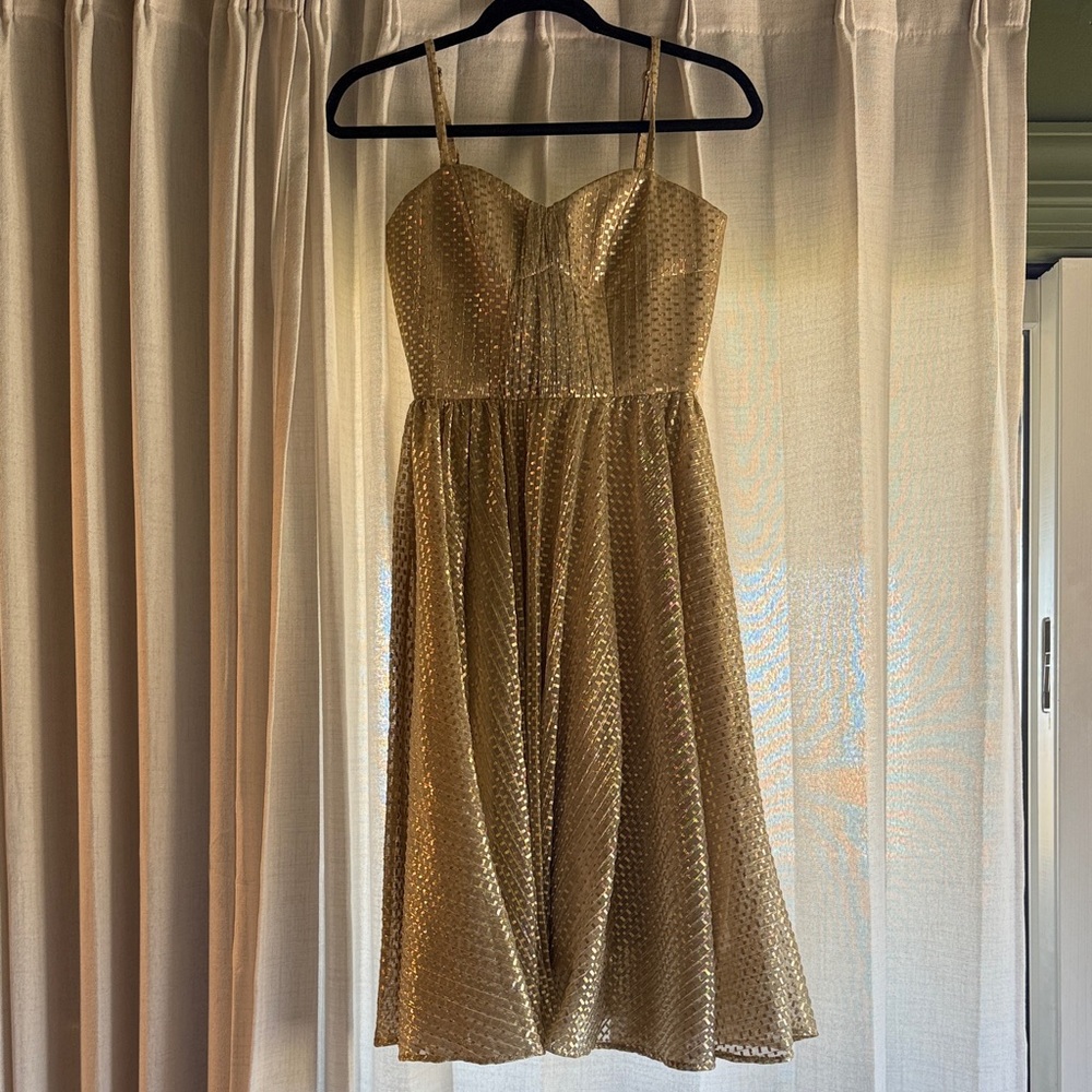 Dress the Population gold dress